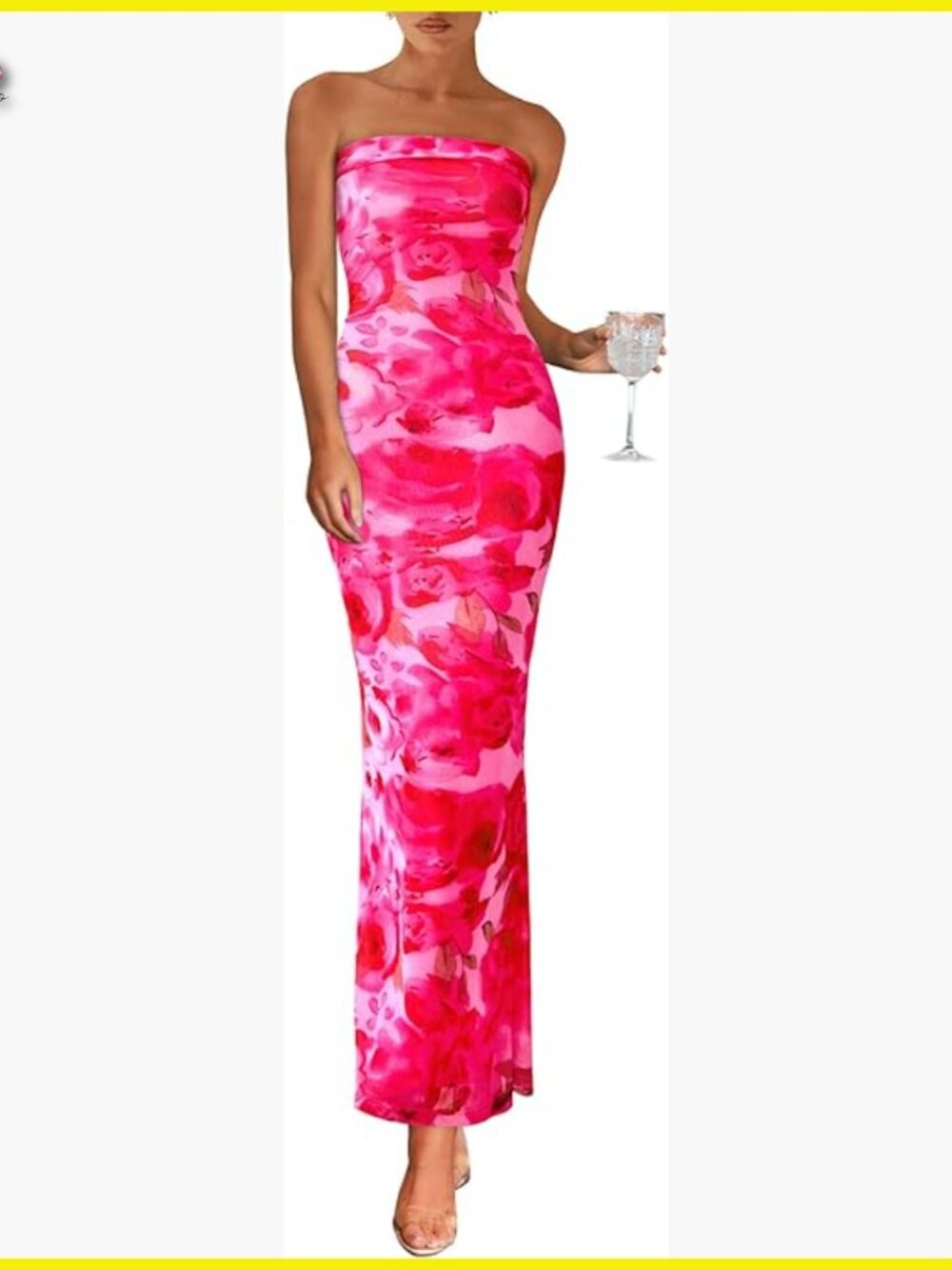 Floral Strapless Maxi Dress Elegant Bodycon Summer Beach Vacation Chic